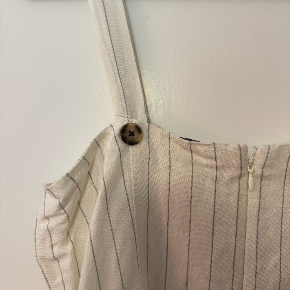 Club Monaco Cream and Blue Pinstripe Linen Sundress - Picture 7 of 11